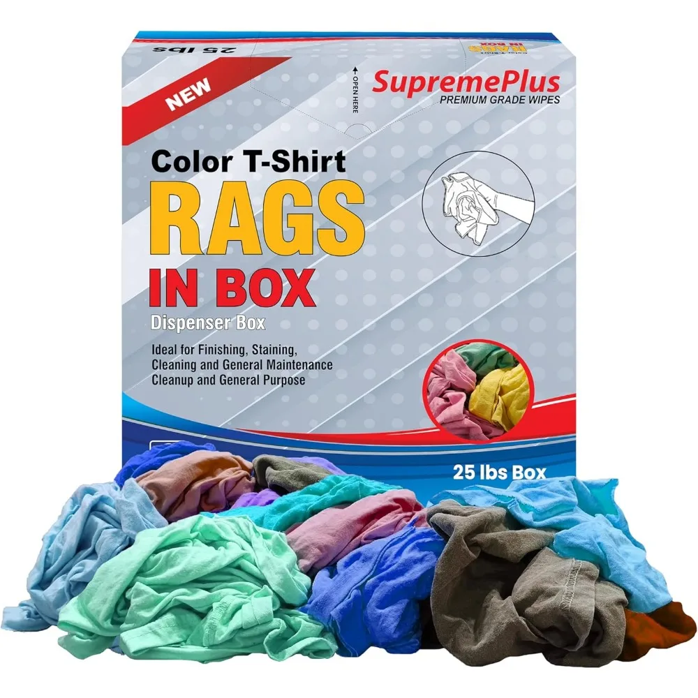 

Bulk Cotton Knit Cleaning Cloths 25 lbs Compressed Box Washable Reusable Rags for Workshop Mechanic Painter Home