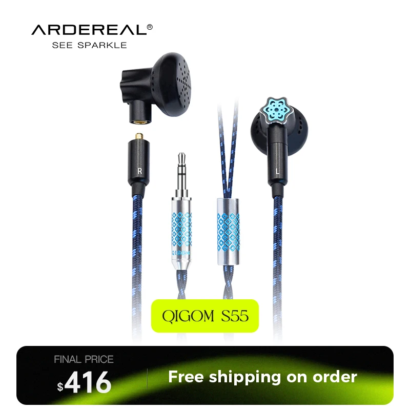 

QIGOM S55 Magician Flat-head Earphones HiFi Wired Earbuds 15.4mm Dynamic Driver for Audiophiles