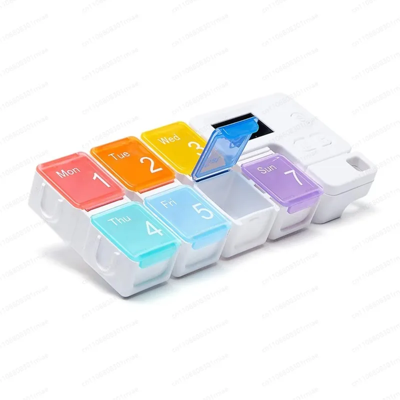 7-Day medicine box with time display reminder pill dispenser Color intelligent reminder medicine box Removable timing medicine