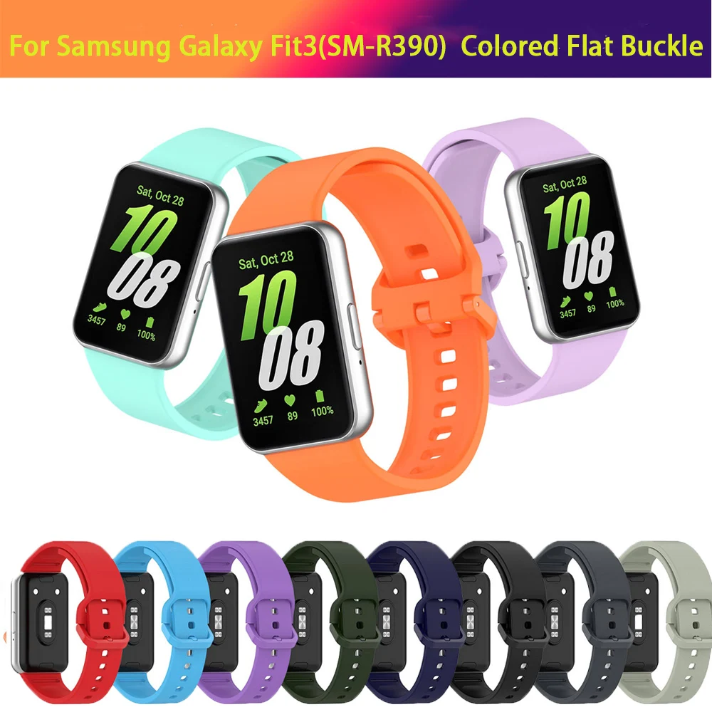 

For Samsung Galaxy (SM-R390) Colored Flat Buckle Watch Band Silicone Strap Smart Watch Accessory Smart Watch Accessory Strap