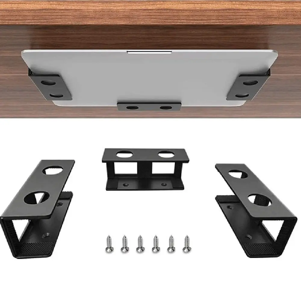 Universal Metal Under Desk Mount Organizer Storage Bracket Under Desk Shelf Anti-Scratch Laptop Under Desk Office
