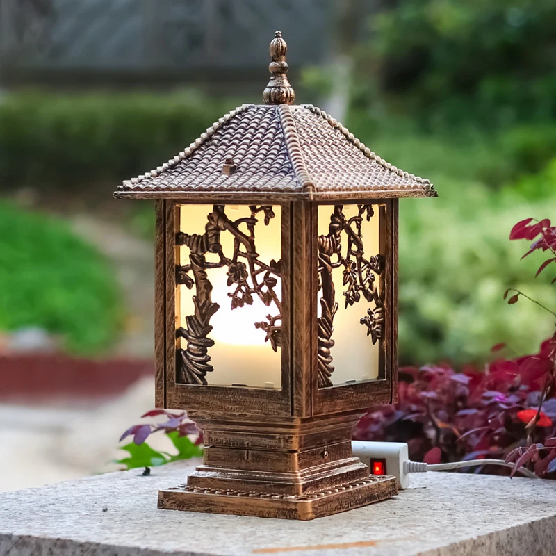 Waterproof Outdoor Pillar Lamp E27 Fence Park Fixture Villa Gate Bra Gazebo Column Light Decoration Landscape Chapiter Lighting