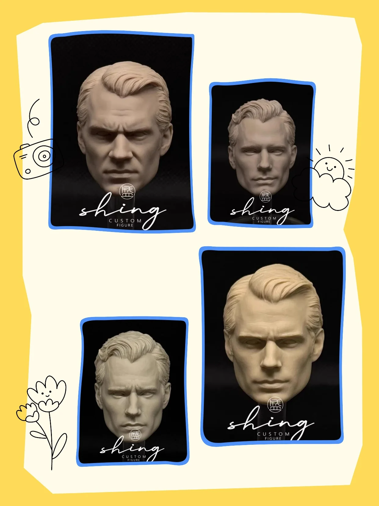 

【Unpainted】1/6 Scale Male Soldier Movie Character Super Hero White Head Sculpture Fit 12'' Action Figure Model For Fans DIY