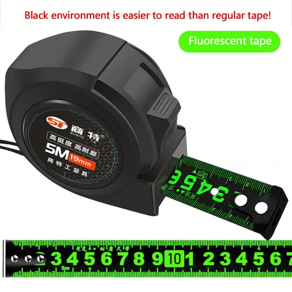 5m Fluorescent Steel Tape Measure Meter Wear-Resistant Thickened Measurement Ruler Multi-Use Measuring Distance Tool