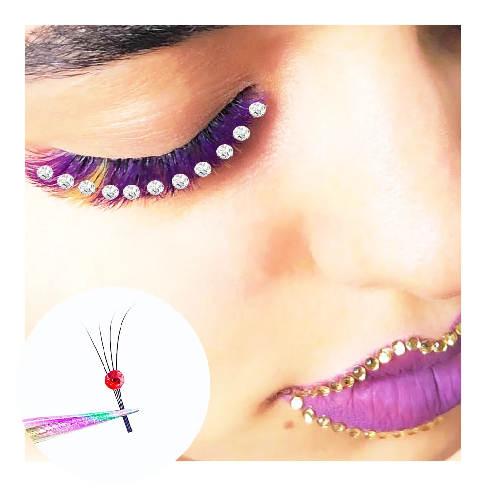 Mix Color Glitter False Eyelash 4D Diamond Premade Fan Lashes Shiny Rhinestones Fairy Russian Volume Idiividual Lash Extension