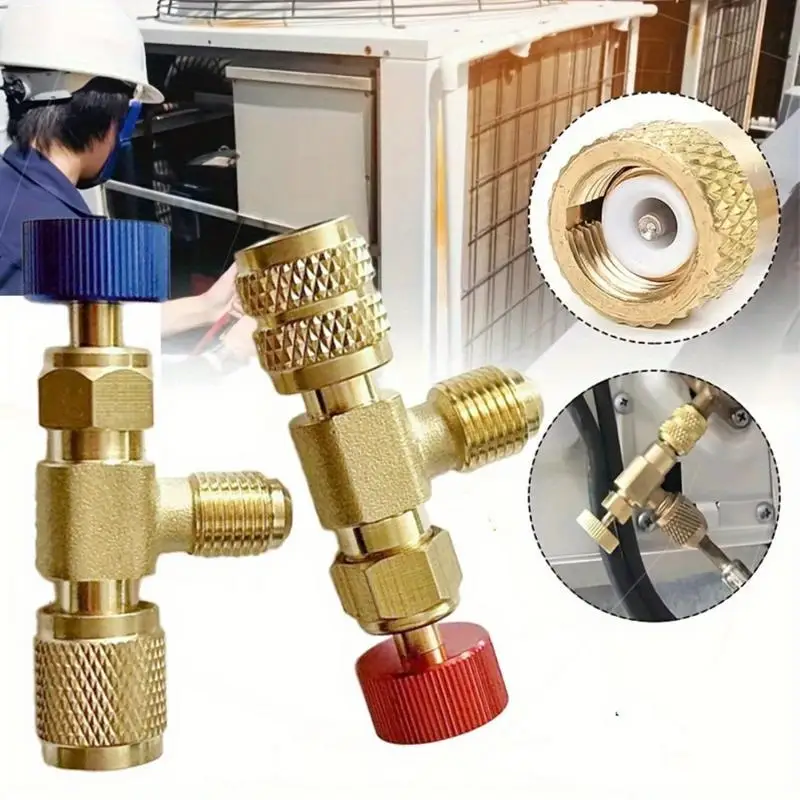 1PC Refrigeration Charging Air Conditioning Adapter for R410A R22 14 Inch Liquid Safety Valve Hose Copper