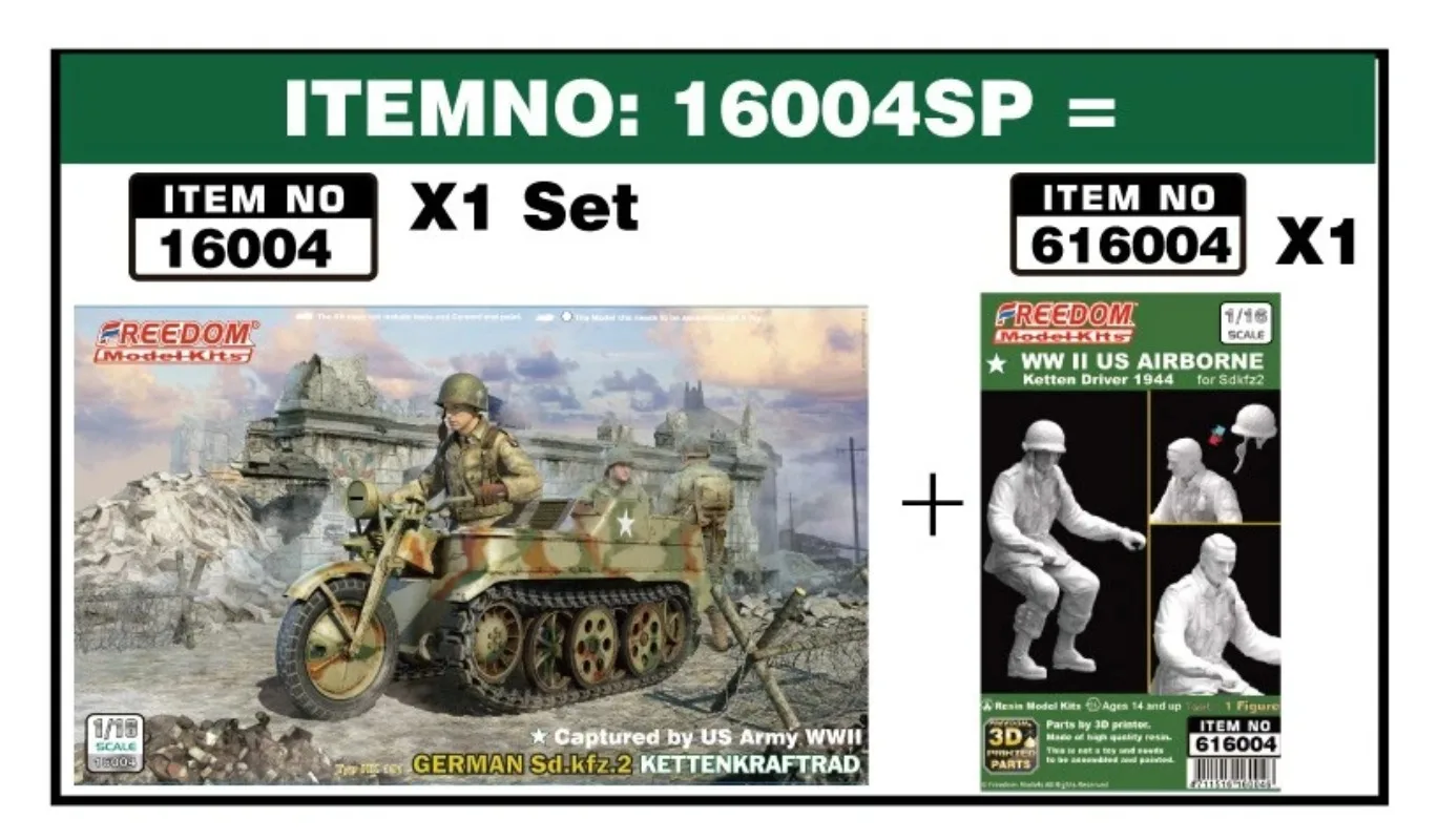 FREEDOM 16004 1/16 Captured by US Army WWII German Sd.Kfz.2 Kettenkraftrad