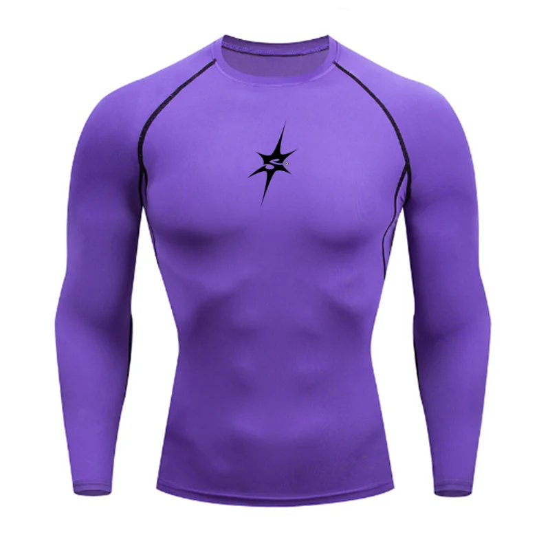 Men's Compression Running T-Shirt Long Sleeve Tight Fitting Fitness Sportswear Training Jogging Top Gym Dry Rashguard