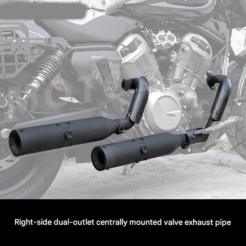 For Benda Kingjala 450bobber right-side dual exhaust with center-mounted valve