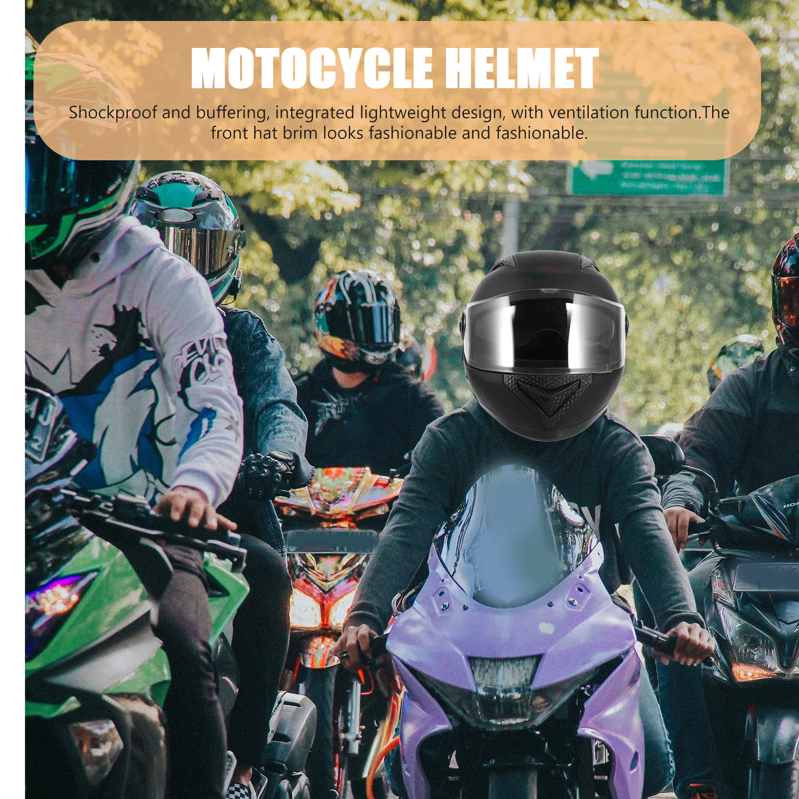 電動バイク安全耐衝撃軽量フルフェイスヘルメット大人用 61-62 センチメートルヘッドデュアルレンズブラックブラウンメガネ