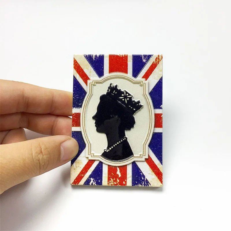 

London Souvenirs UK Queen Silhouette & Union Jack Fridge Magnet 3D Resin Room Decoration Home Decor Items Fridge Magnets