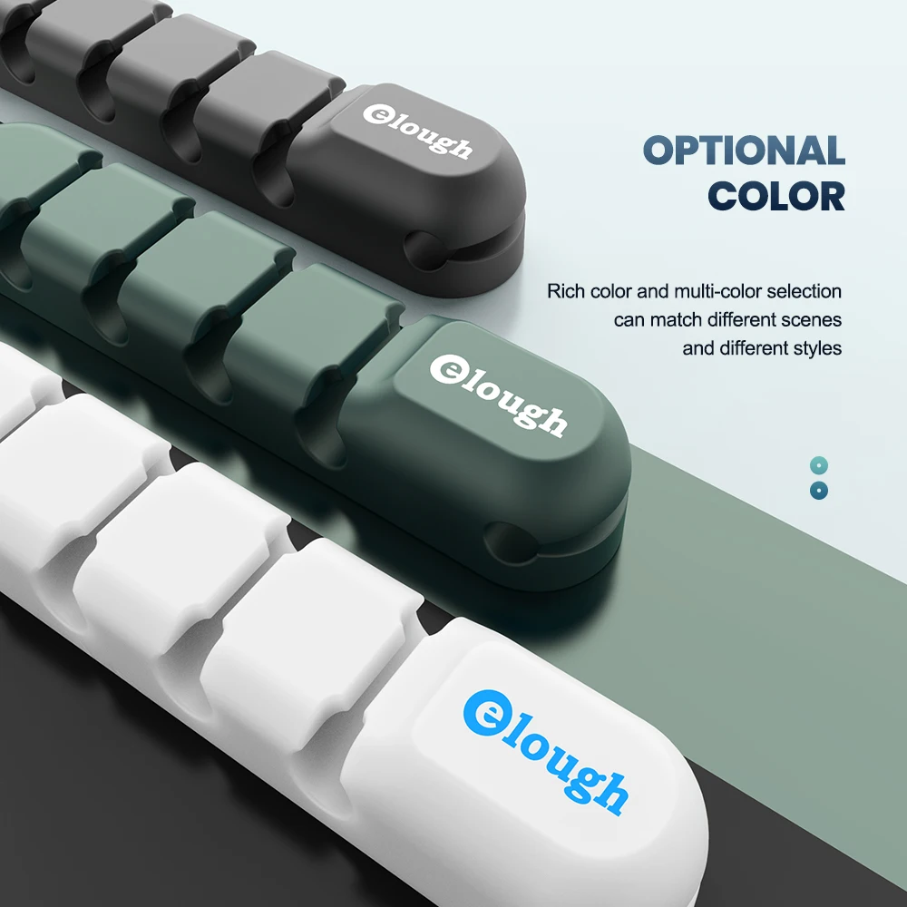 Elough Cable Organizer 7 Clip Cable Management Tidy Silicone Winder Wire Holder Arrangement For Mouse Earphone Protector image 5