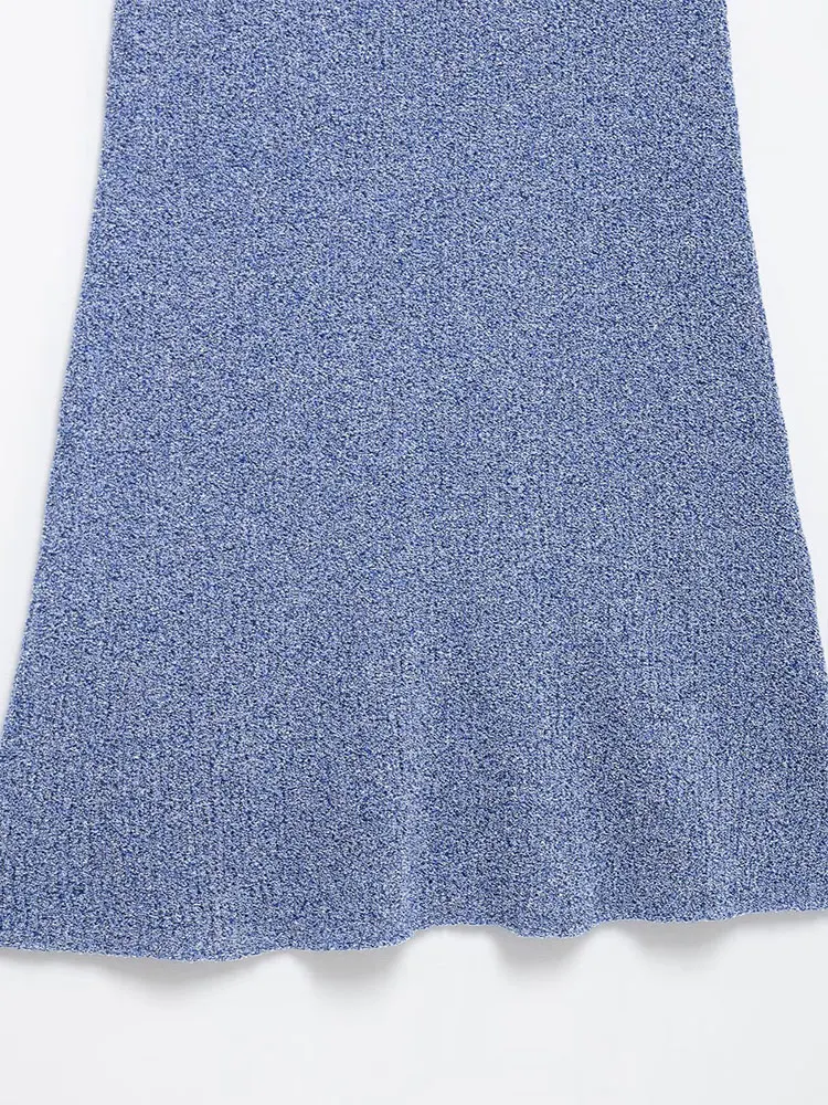 섹시하고 시크한 여성용 솔리드 미디 드레스, 홀터 슬리브리스 니트 롱 드레스, 2025 여름 패션 시크 여성 드레스