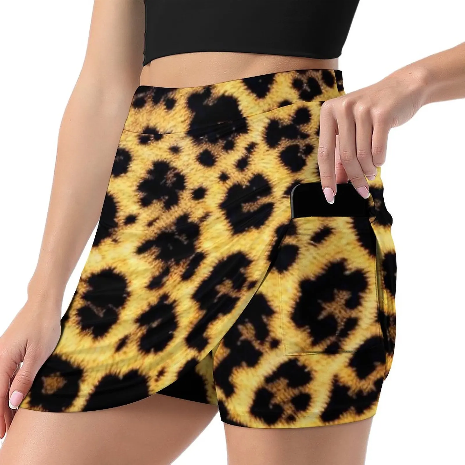 Leopard Print Skirt Female Animal Elegant Mini Skirts High-waisted Custom Korean Fashion Casual Skirt Big Size