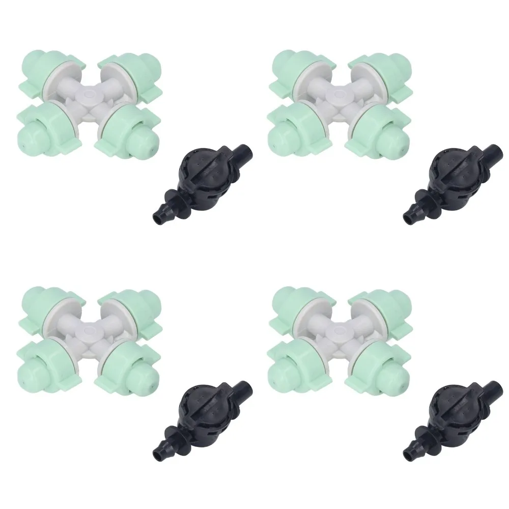 10 Set Durable Plastic Misting Nozzle Fits 4/7mm Hose Quick Connect Drip Sprinkler Head Mist Irrigation Head Lawn Care