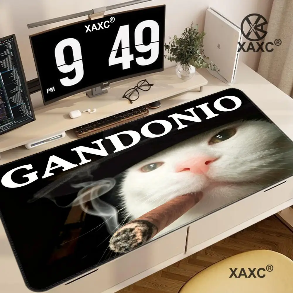 

Large funny cat emoticon pack mouse pad anti-slip base table pad with "Gandonio" text cat pattern suitable for office games XAXC