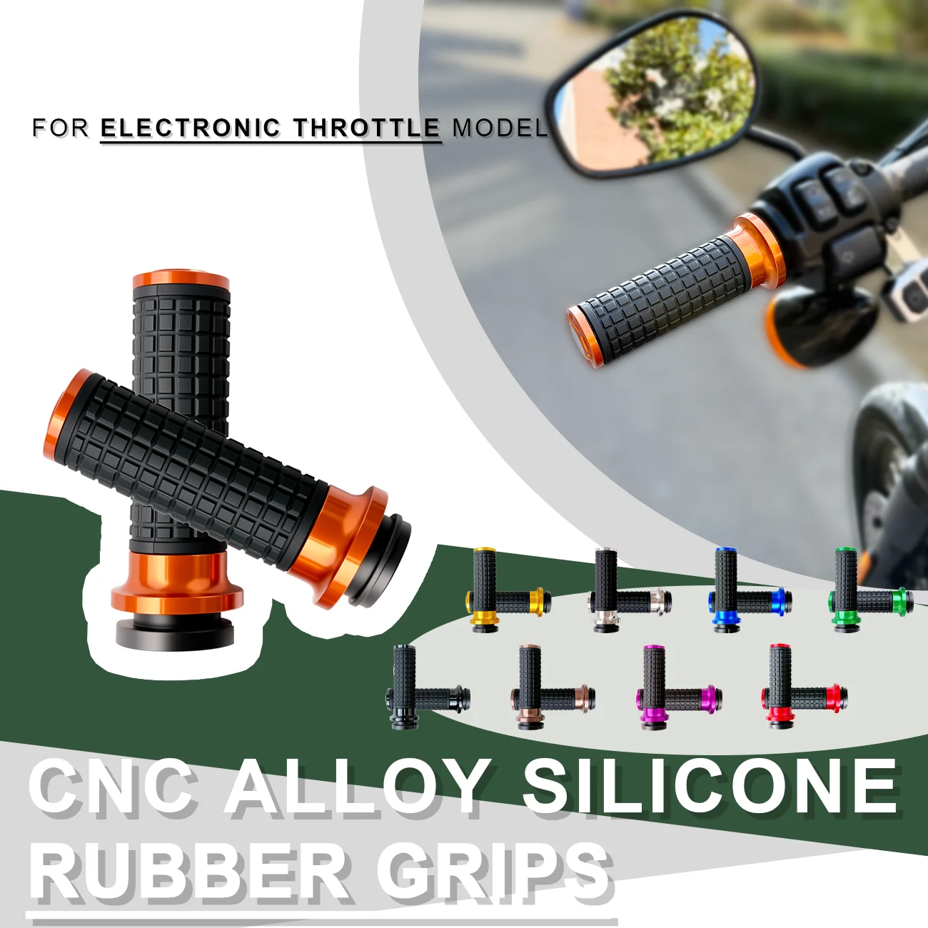 

Club Style Performance Bagger MX Style Silicone Rubber Grips with CNC Alloy/Throttle By Wire for Harley Road Glide Road King