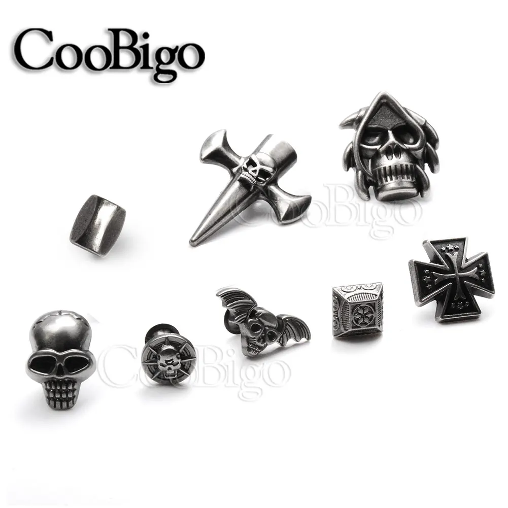 Metal Skull Rivet Studs Spikes Punk Rock DIY Leather Craft Bracelet Apparel Cloth Shoe Bag Pets Collar Parts Accessories 10set