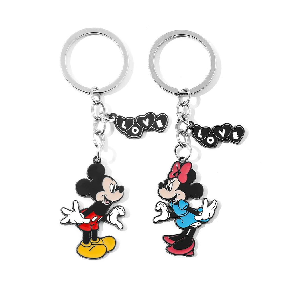 

2026 English: Lovely Disney Mickey Minnie Love Letter Keychain | Fashion Matching Couple Pendant | Warm Valentine Day Gift