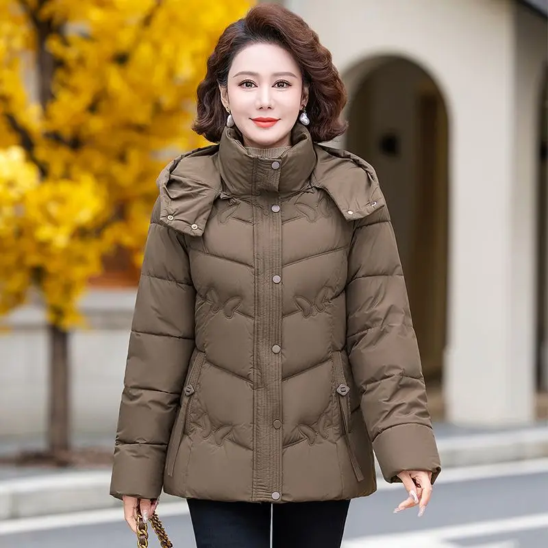 سترة شتوية جديدة 2025 ملابس خارجية على الطراز الكوري سترة فضفاضة متوسطة الطول مبطنة بالقطن مع جيوب ملابس خارجية عصرية TS461