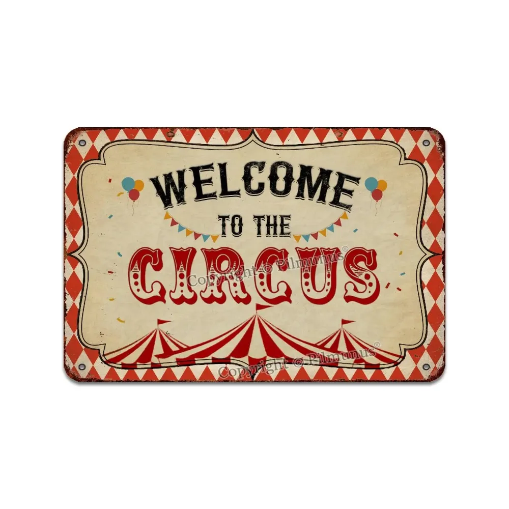 Zirkus-Wanddekoration, Vintage-Blechschild „Welcome To The Circus“, 20,3 x 30,5 cm, Retro-Metallposter, Heimdekoration, Wandkunst