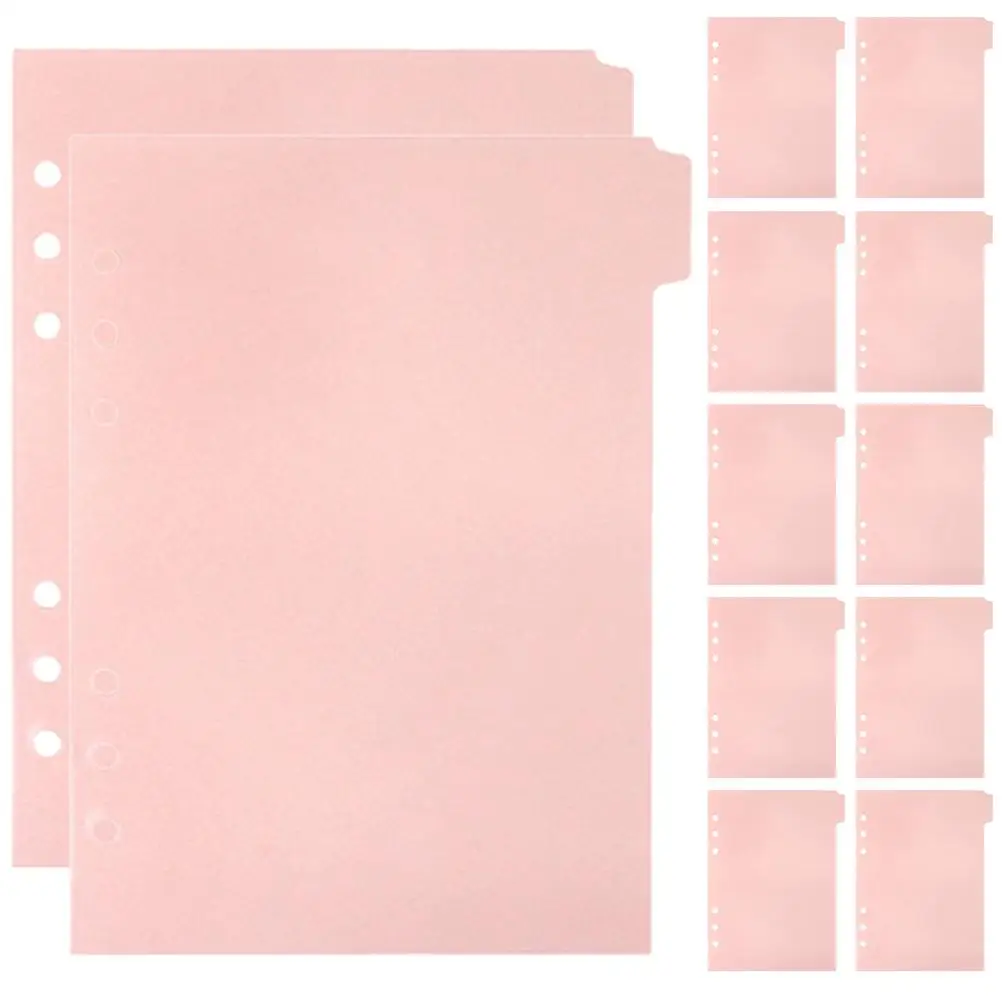 12 Pcs Partition Baffle Notebook Index Dividers Binder Clips Simple A5 Plastic Tabs Aesthetic Pp Punched Notepad Notebooks