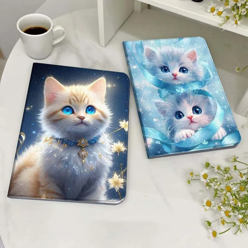 

Cute Sparkling Cat Blue For Xiaoxin Lenovo Tab Pad K11 K10 M10 P11 3rd Plus Pro Legion Y700 Y900 Gen4 2 Tablet Case Gift