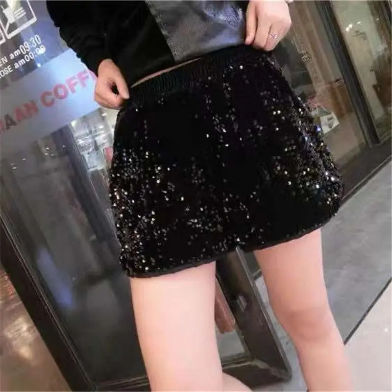 

Casual Solid Color Women Straight Shorts Vintage Elastic High Waist Wide Leg Shorts Casual Korean Style Short Pants T496