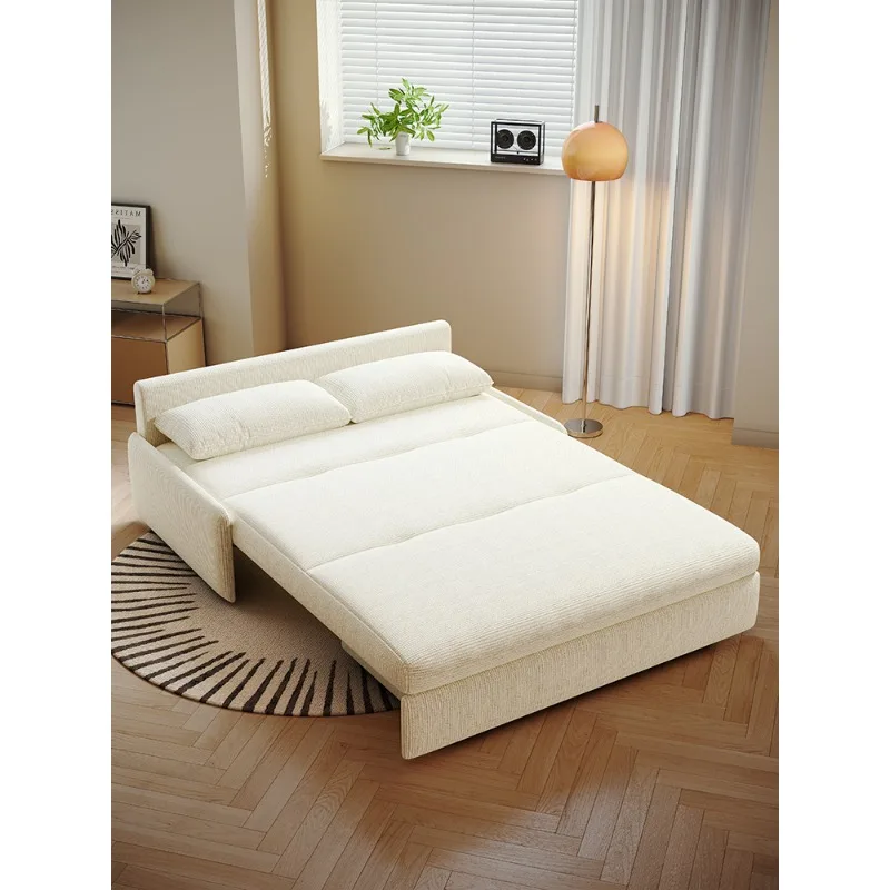 Modern simple electric sofa bed, foldable small apartment living room single study sitting and sleeping dual-purpose cream wind