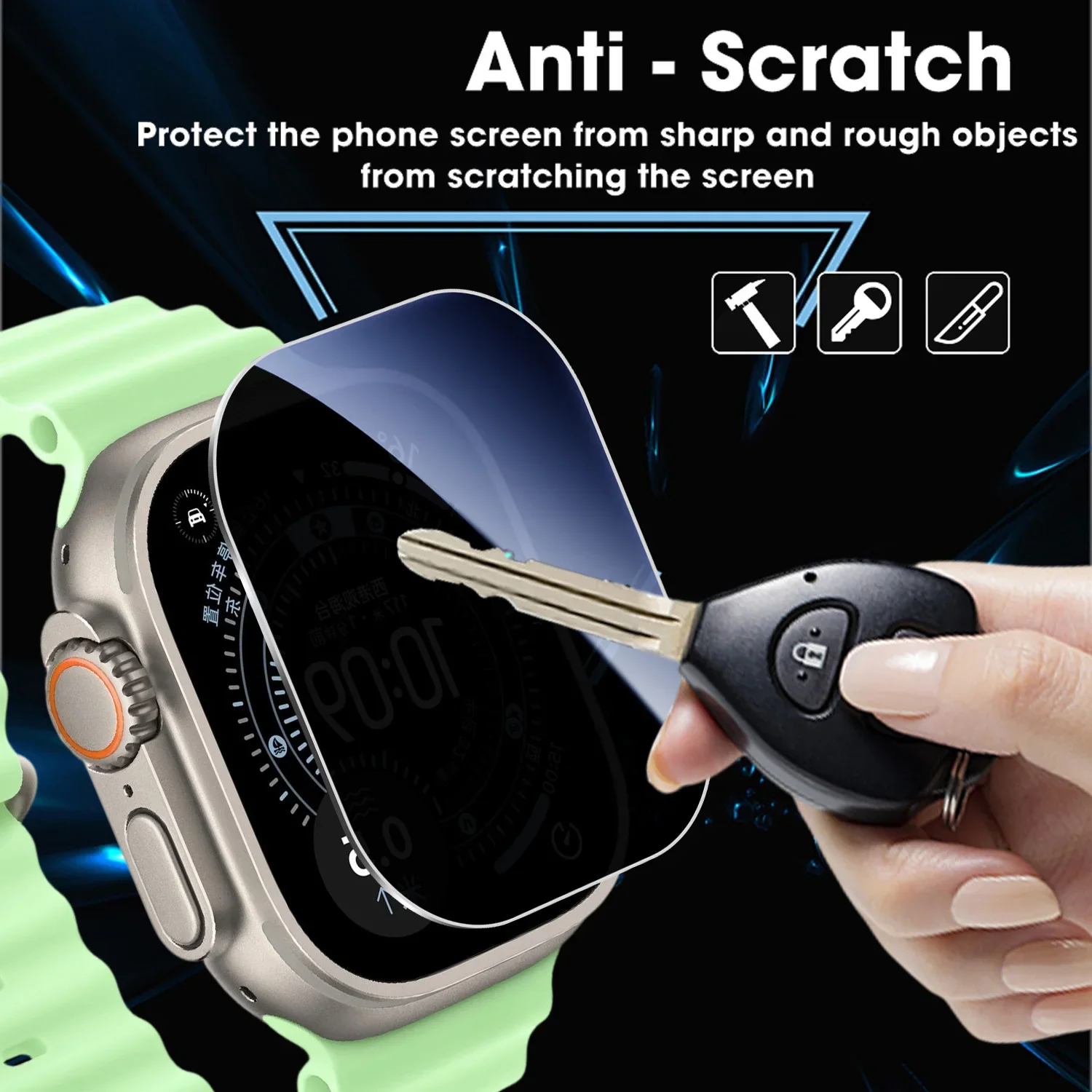 1-3 SZT. Łatwa w montażu folia ochronna chroniąca przed podglądaniem do Apple Watch Ultra 1/2/3 49MM Smartwatch, szkło hartowane zapewniające prywatność