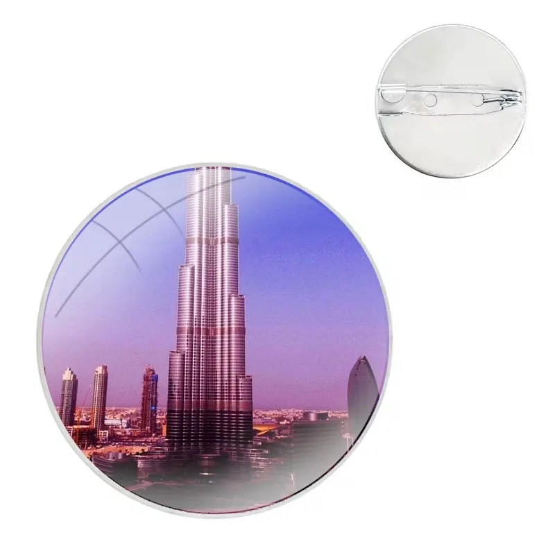 Dubai Burj Khalifa Tower Pin Icons Brooch Jewelry Accessories