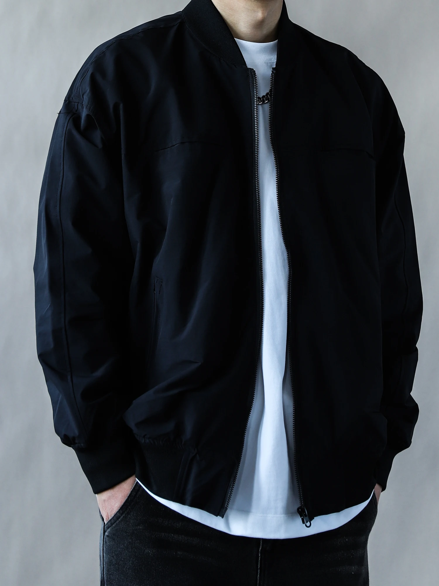 

American Retro Stand Collar Jaet Men's Spring Autumn Loose Zipper Outerwear Bla Casual Versatile ort Sle 2026 Flight