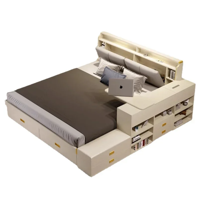 

Storage Organiser Bed Bedroom Space Saving King Size Double Bed Multifunctional Modern Camas De Casal De Luxo Home Decor