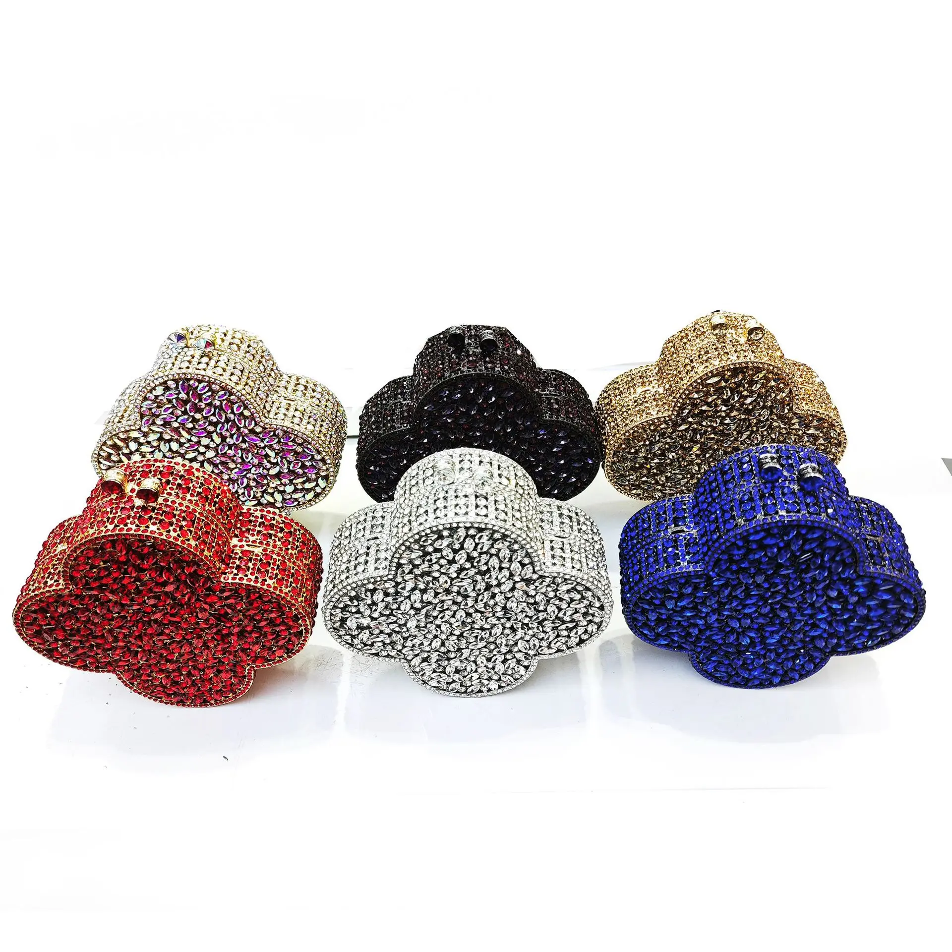 

Cloudy Blue Diamond Evening Bag Stones Minaudiere Clutch Silver Crystal Handbag Women Party Prom Bag Bridal Clutches Wedding Pu