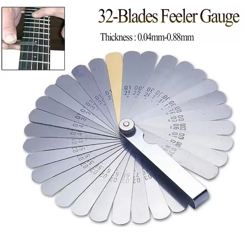 Feeler Gauge Set 32 Fret Guitar Neck Relief String Height Luthier Tool Guage For Guitar Setup Nut Slot Making Tools Instruments
