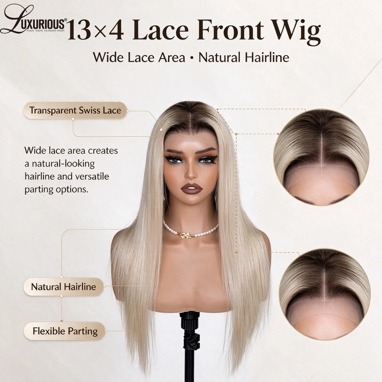 Ombre Ash Blonde 13x4 Lace Front Human Hair Wig Brazilian 100% Human Hair Pre-Cut Straight Transparent Frontal Wigs Pre Plucked