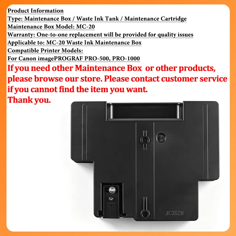 1-3-5 PCS MC-20 Maintenance Box Compatible For Canon imagePROGRAF PRO-1000 Pro-500 Printer For Canon MC-20 Maintenance Cartridge
