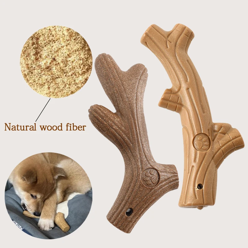 

Pet Dog Chew Toys Molar Teeth Clean Stick Interesting Pine Wood Shape Durable Bite Puppy Interactive Toy Pet Supplies