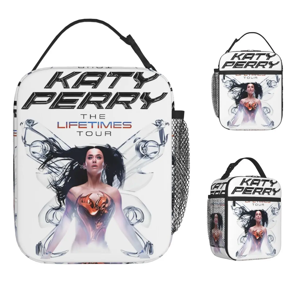 Katyed Logo Perryed The Lifetimes Tour Lunchtasche, Freizeit-Lunchbox, tragbare Tragetasche mit Reißverschluss, Lebensmitteltasche, Oxford-Grafik-Kühltasche