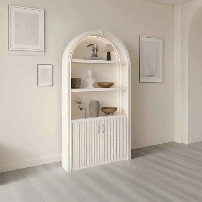 custom.M2 Display Modern Shop Design Curved Beige Cosmetic Display Cabinet Beauty Salon Showcase Perfume Spa Showcase Skincare D