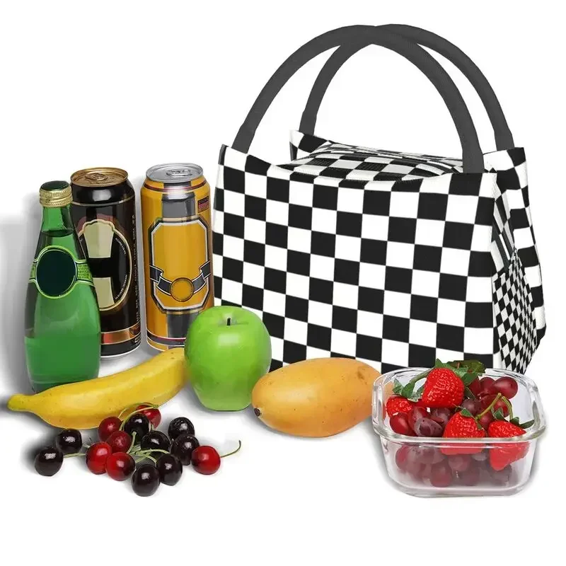 Custom Classic Checkerboard Lunch Bags Women Thermal Cooler Insulated Lunch Boxes for Picnic Camping Work Travel lunchbag