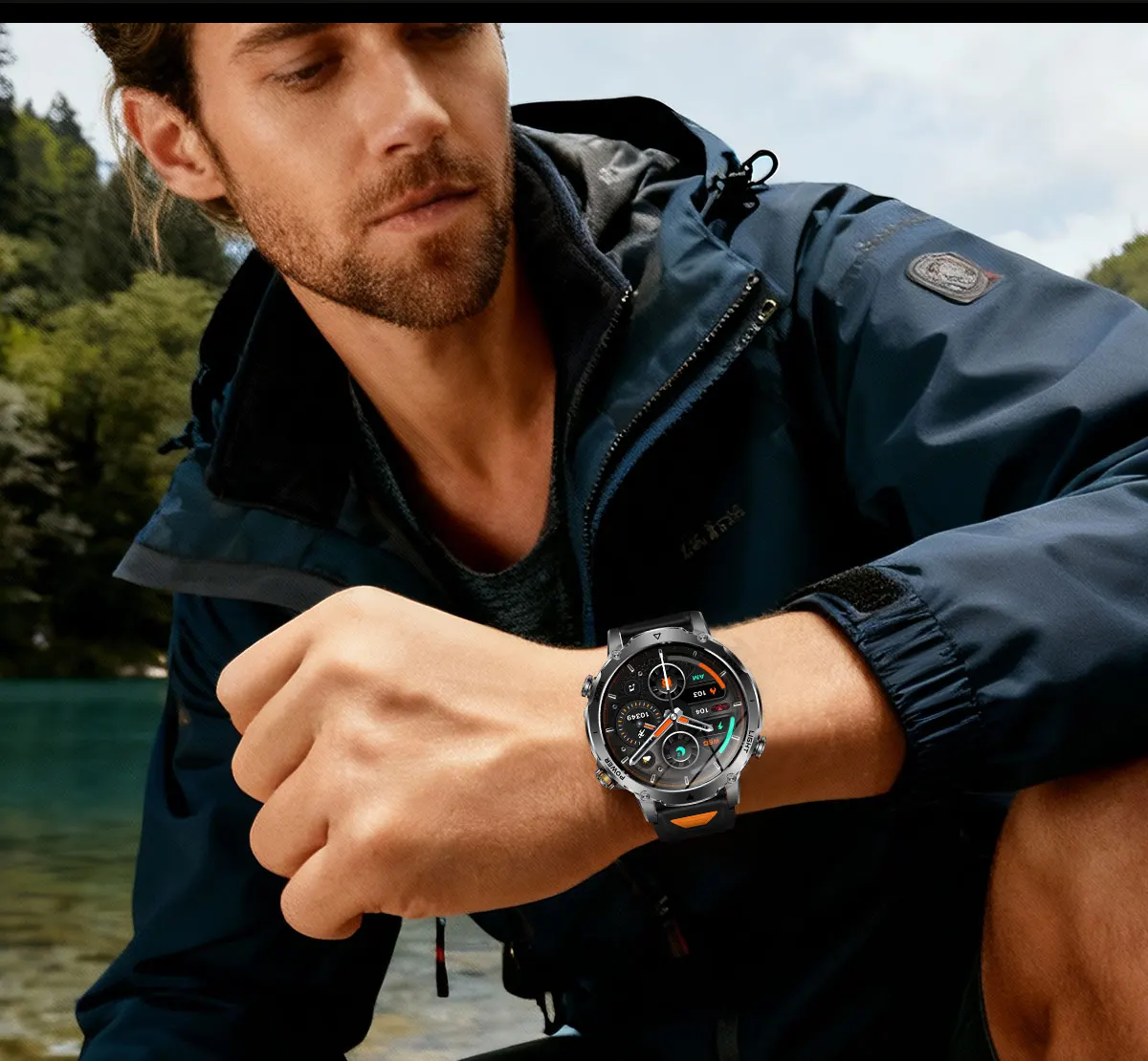 Robuste und langlebige 1400mAh Batterie Smartwatch für Herren Outdoor-Taschenlampe IPX8 Wasserdicht Herzfrequenzmessung Drahtlose Anruffunktion Sportarmbänder – Detail 33