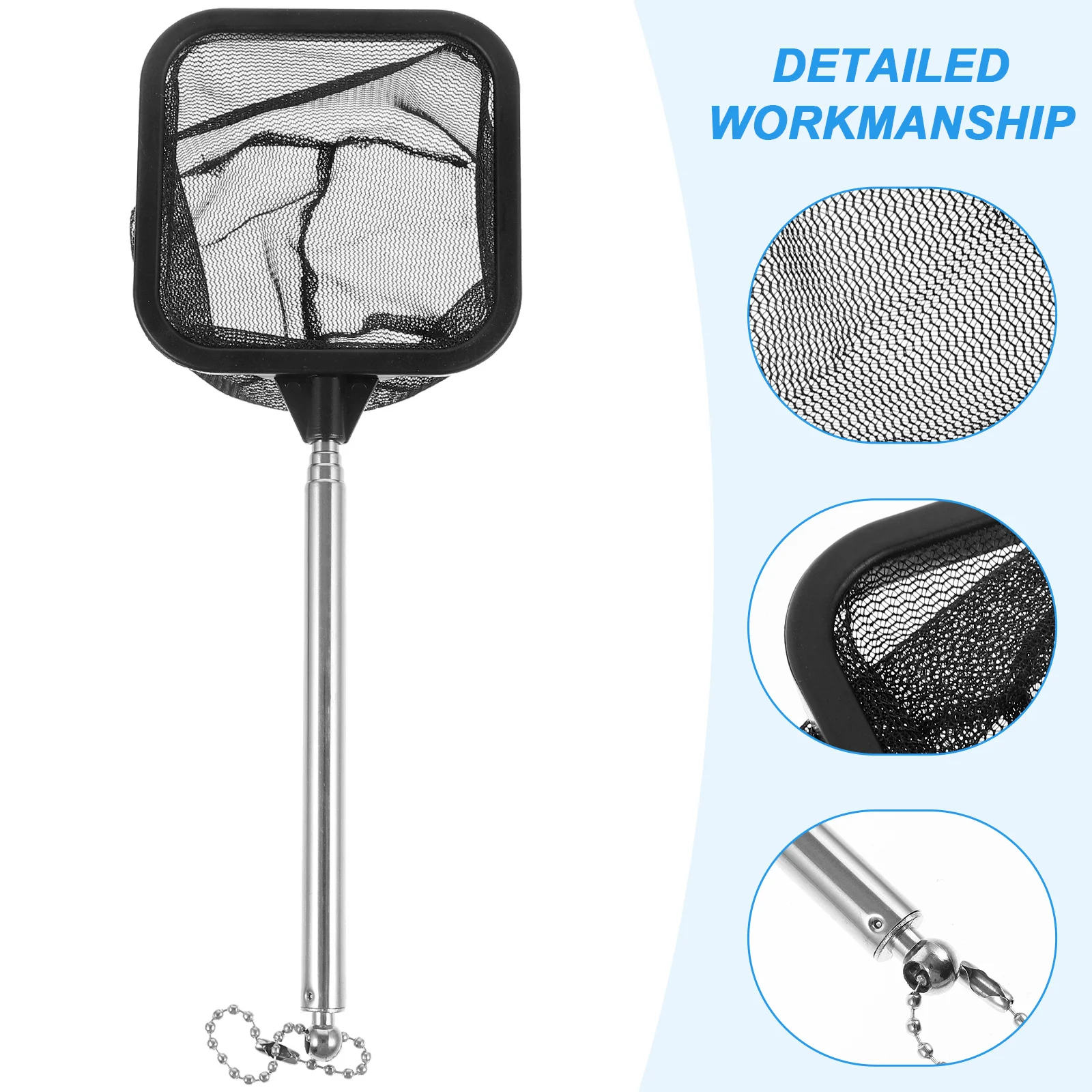 

Stainless Steel Fishing Net Durable Mesh Adjustable Length for Fish Tank Kayak Telescopic Landing Net