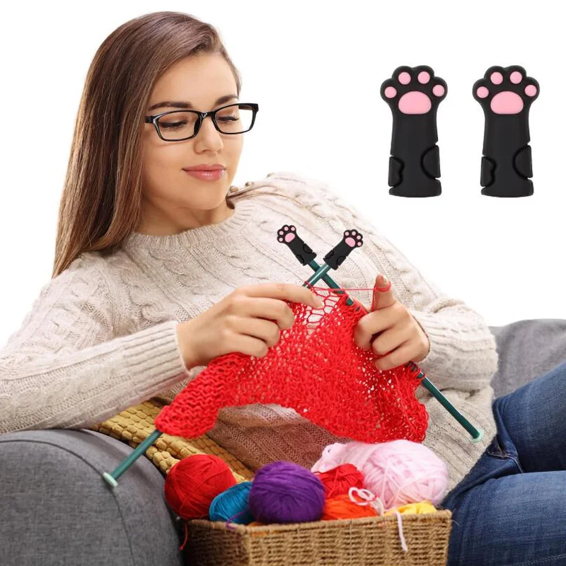 5/10/15 Cat Claw knitting stopper Multi-color knitting needle point protection silicone knitting and crochet supplies