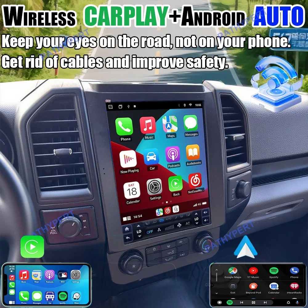 Android 15 For Ford F150 2016-2021 Car Multimedia Player Head Unit Carplay Display Stereo Bluetooth Tesla Screen GPS Navigation