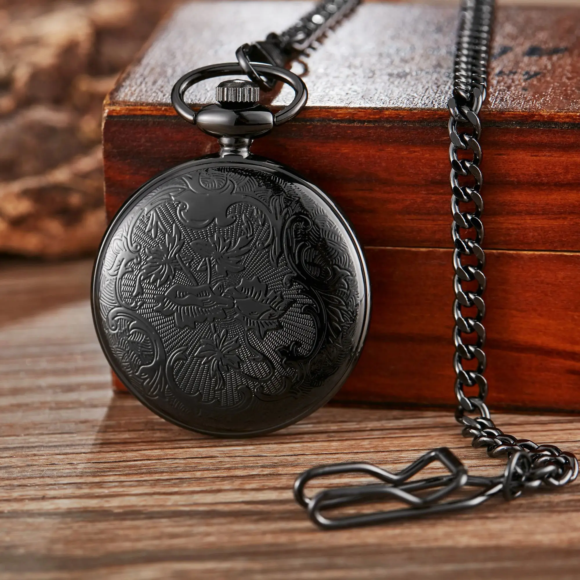 Classic Retro No Flip Cover Luminous Fluorescent  Arabic Numerals Quartz Pocket Watch Chain Pendant Clock Gifts Men Women Kids