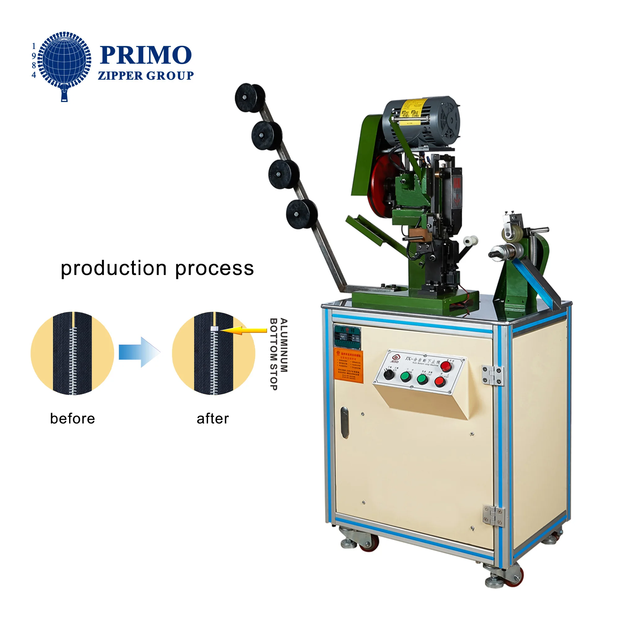 Automatic Metal Zipper Bottom Stop Machine with Aluminum Wire Featuring Motor and Bearing Core Components