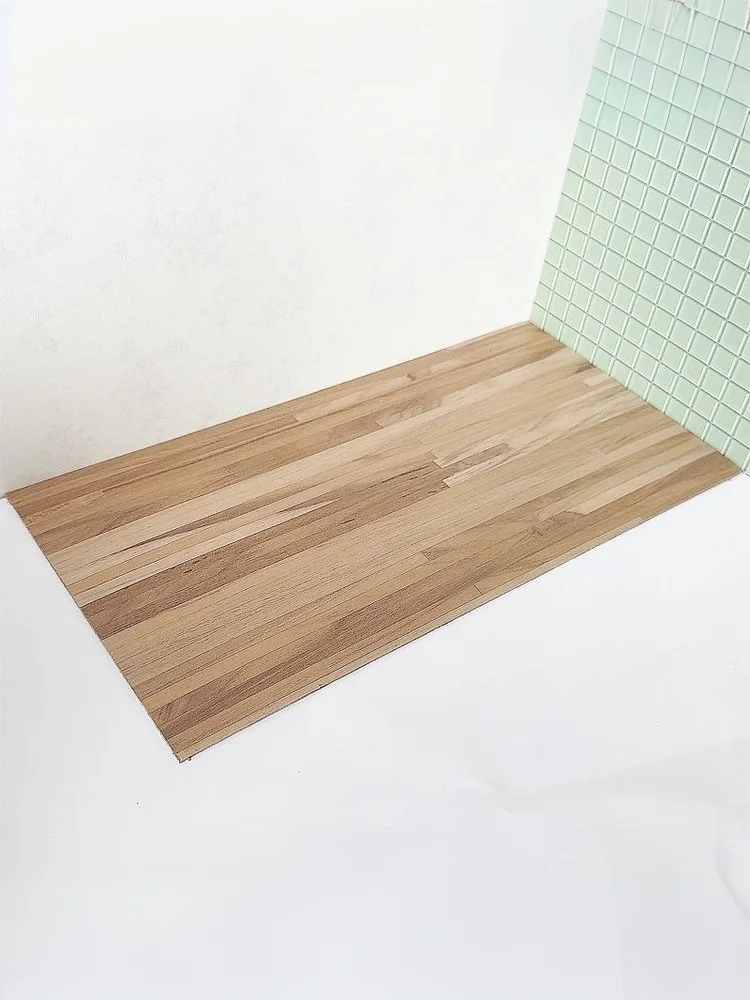 Décor de meubles de maison de poupée 1:12, carreaux miniatures de planches de sol en bois simulés en PVC