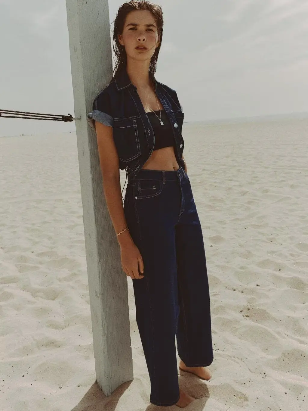 

Spring New Arrival Women's Denim Shirt Wide Leg Jeans Ethnic Stage Costume Casual Comfortable Fit for 25-35 Years Old