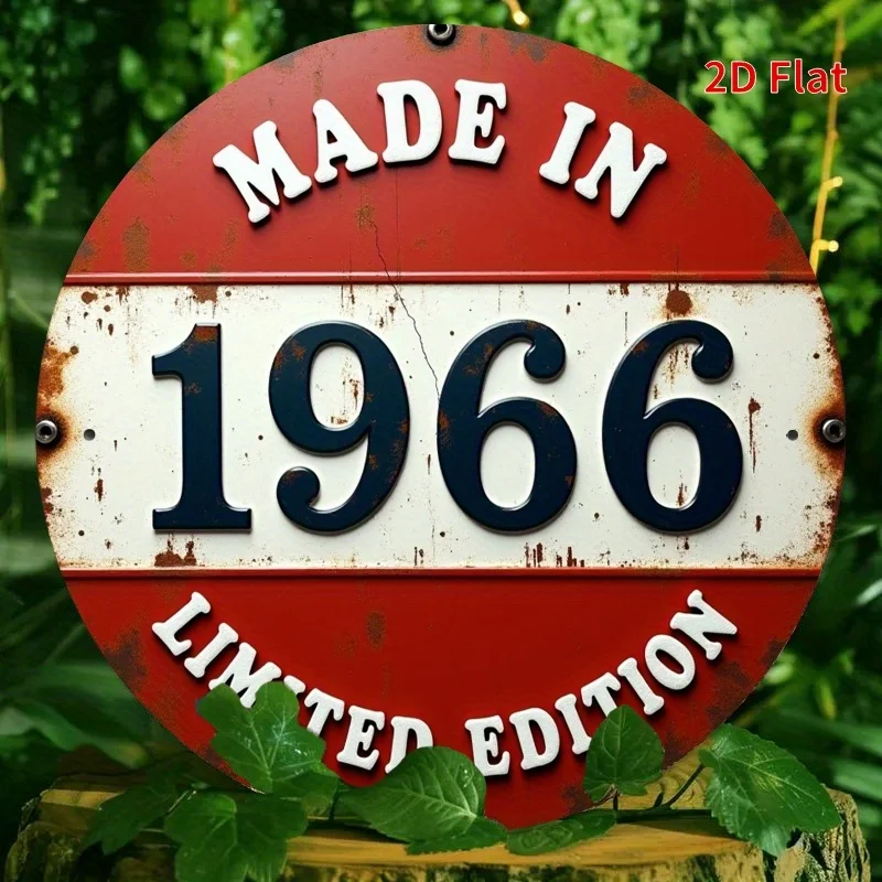 Vintage 1966 Round Aluminum Sign – Limited Edition Red & Blue – 8x8 Inch Wall Art for Living Room, Bedroom – Historical Souvenir